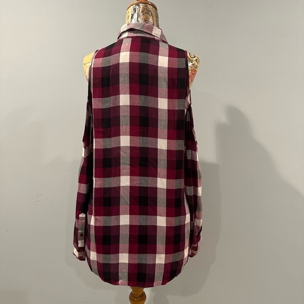 Express cold shoulder button down flannel - Picture 3 of 3